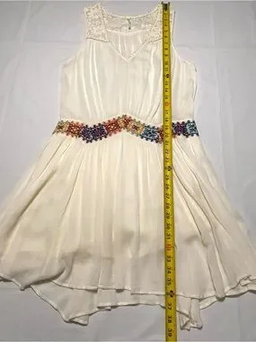 Free People | Dresses | Free People Embroidered Waist Mini Dress Ivory ...